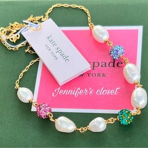 NWT ♠️ Kate Spade Multicolor Pavé Fireball & Imitation Pearl Collar